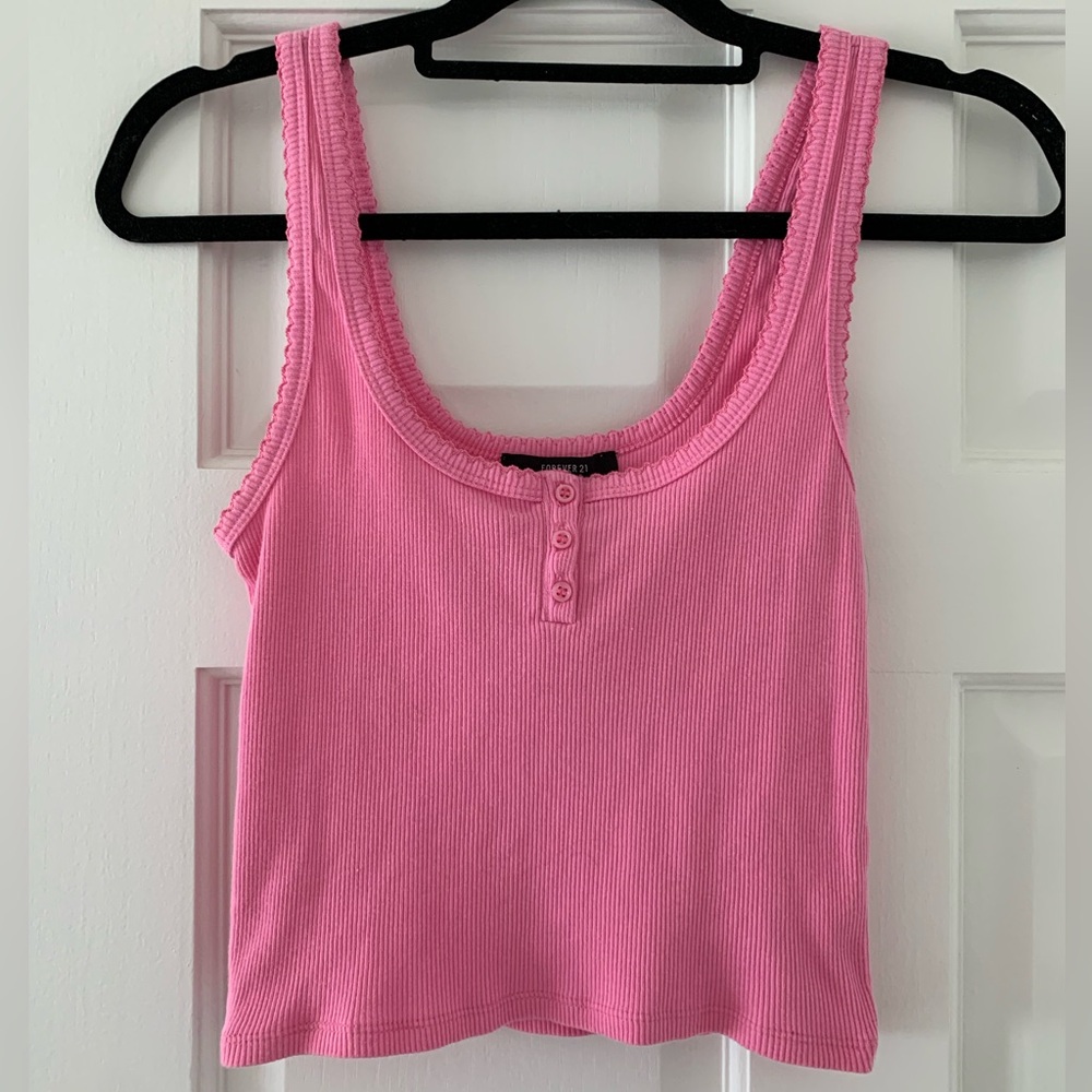 Forever 21 Women’s Pink Babydoll Trim Tank